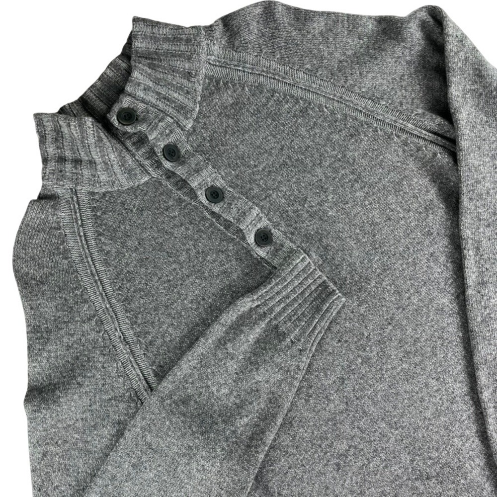 Wolsey Lambswool Sweater Men Gray Henley Mock Neck Knit Pullover British Classic